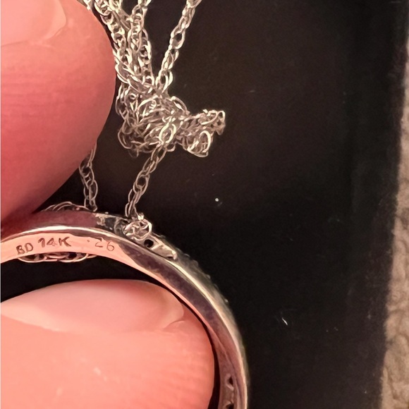 Black Diamond Circle pendant Necklace - Picture 7 of 9